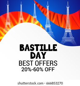 Vector illustration of a Banner for Happy Bastille Day.