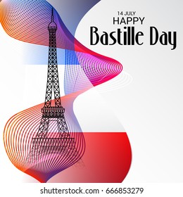 Vector illustration of a Banner for Happy Bastille Day.