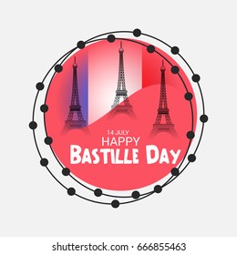 Vector illustration of a Banner for Happy Bastille Day.
