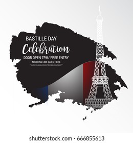 Vector illustration of a Banner for Happy Bastille Day.