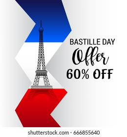 Vector illustration of a Banner for Happy Bastille Day.