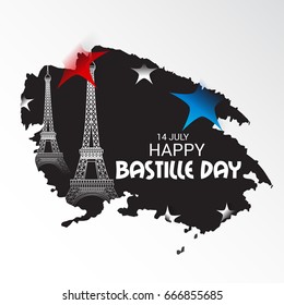 Vector illustration of a Banner for Happy Bastille Day.