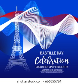 Vector illustration of a Banner for Happy Bastille Day.