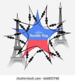 Vector illustration of a Banner for Happy Bastille Day.