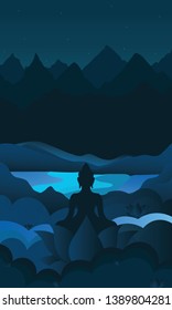 Vector illustration of a Banner for Happy Buddha Purnima. - Vector