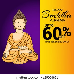 Vector illustration of a Banner for Happy Buddha Purnima.