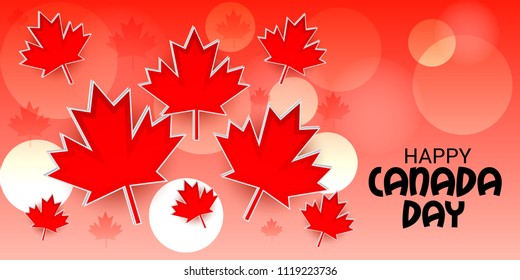 Vector illustration of a Banner for Happy Canada Day with Text Space Background.