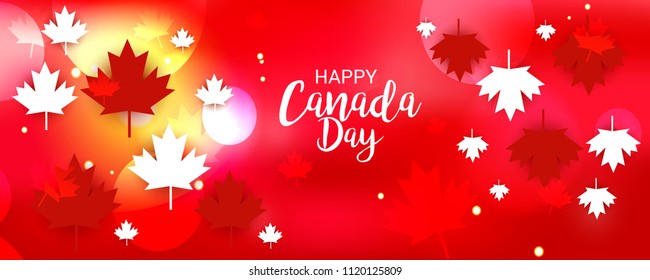 Vector illustration of a Banner for Happy Canada Day with Text Space Background.