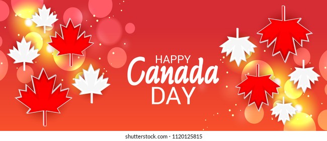 Vector illustration of a Banner for Happy Canada Day with Text Space Background.