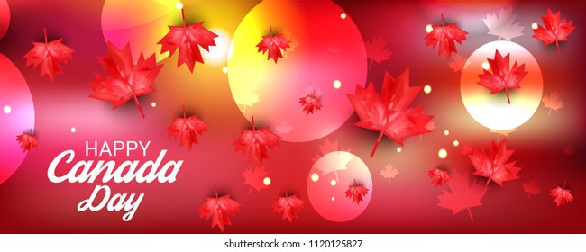 Vector illustration of a Banner for Happy Canada Day with Text Space Background.