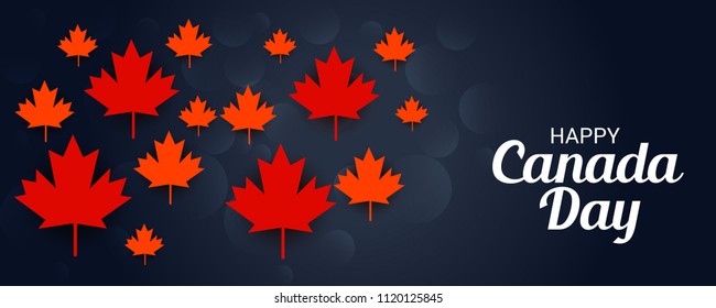 Vector illustration of a Banner for Happy Canada Day with Text Space Background.