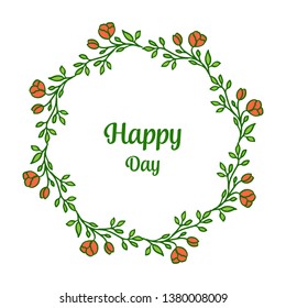 Vector illustration banner happy day for design artwork orange wreath frame hand drawn