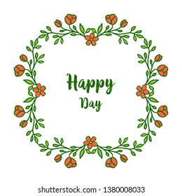 Vector illustration banner happy day for design artwork orange wreath frame hand drawn