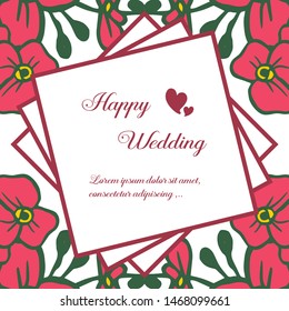 Vector illustration banner happy day with pattern art green leafy flower frame
