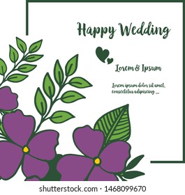Vector illustration banner happy day with design green leafy flower frame