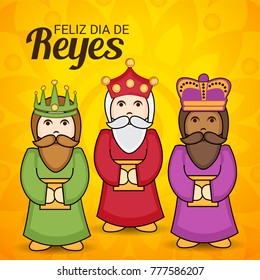 Vector illustration of a Banner for  Happy Epiphany written in Spanish.