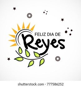 Vector illustration of a Banner for  Happy Epiphany written in Spanish.