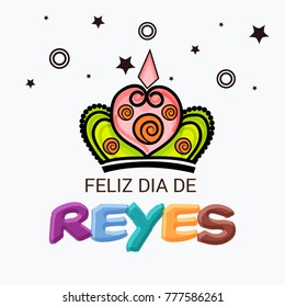 Vector illustration of a Banner for  Happy Epiphany written in Spanish.