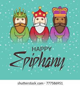 Vector illustration of a Banner for  Happy Epiphany written in Spanish.