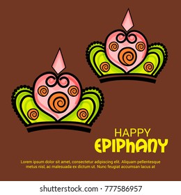 Vector illustration of a Banner for  Happy Epiphany written in Spanish.