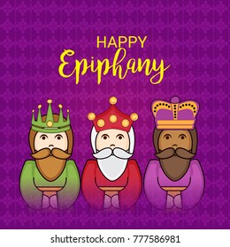 Vector illustration of a Banner for  Happy Epiphany written in Spanish.