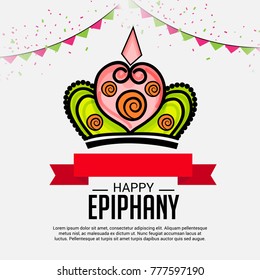 Vector illustration of a Banner for Happy Epiphany with Crown.