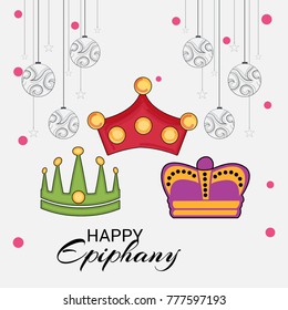 Vector illustration of a Banner for Happy Epiphany with Crown.