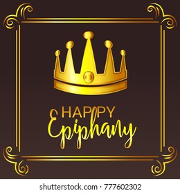 Vector illustration of a Banner for Happy Epiphany with Crown.