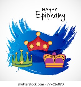 Vector illustration of a Banner for Happy Epiphany with Crown.