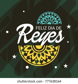 Vector illustration of a Banner for Happy Epiphany written in Spanish.