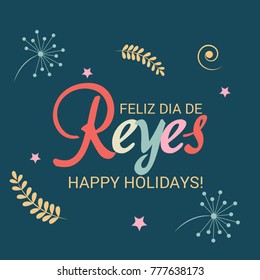 Vector illustration of a Banner for Happy Epiphany written in Spanish.
