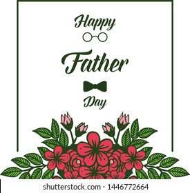 Vector illustration banner happy father day with crowd of green leafy flower frames