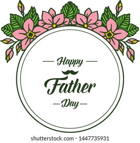 Vector illustration banner happy father day for crowd of pink flower frames