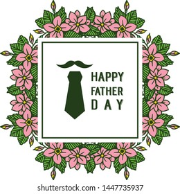 Vector illustration banner happy father day for crowd of pink flower frames