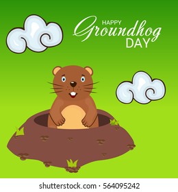 Vector illustration of a Banner for Happy Groundhog Day.