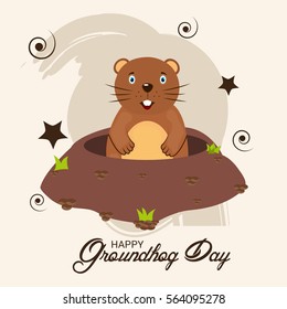 Vector illustration of a Banner for Happy Groundhog Day.