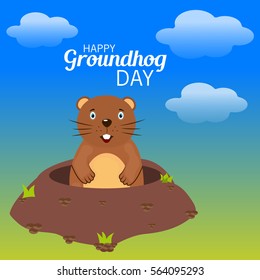 Vector illustration of a Banner for Happy Groundhog Day.