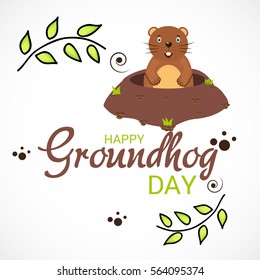 Vector illustration of a Banner for Happy Groundhog Day.