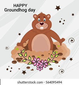 Vector illustration of a Banner for Happy Groundhog Day.