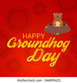 Vector illustration of a Banner for Happy Groundhog Day.