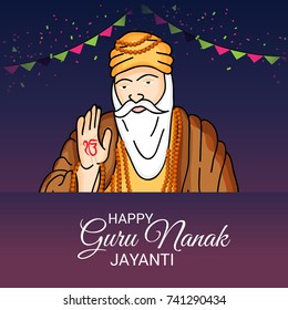 Vector illustration of a Banner for Happy Guru Nanak Jayanti Celebration.