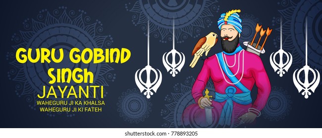Vector illustration of a Banner for Happy Guru Gobind Singh Jayanti festival of Sikh celebration.