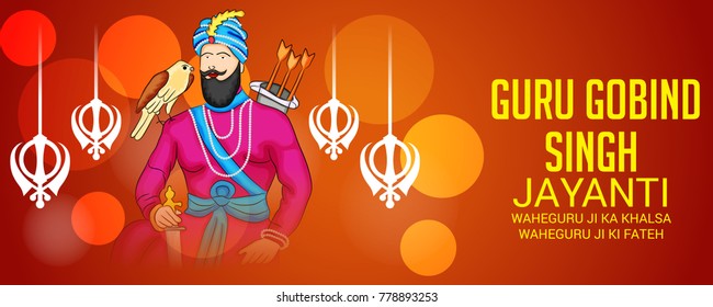 Vector illustration of a Banner for Happy Guru Gobind Singh Jayanti festival of Sikh celebration.