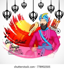 Vector illustration of a Banner for Happy Guru Gobind Singh Jayanti festival of Sikh celebration.