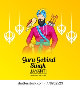 Vector illustration of a Banner for Happy Guru Gobind Singh Jayanti festival of Sikh celebration.