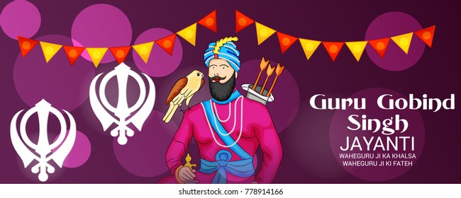 Vector illustration of a Banner for Happy Guru Gobind Singh Jayanti festival of Sikh celebration.