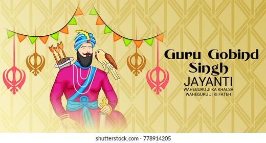 Vector illustration of a Banner for Happy Guru Gobind Singh Jayanti festival of Sikh celebration.