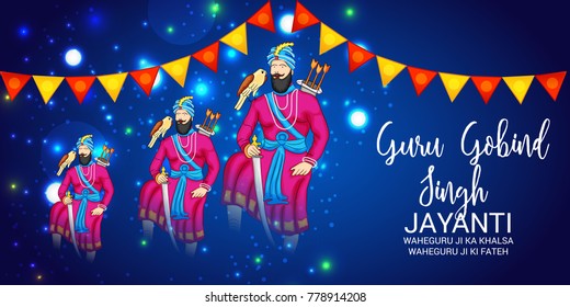 Vector illustration of a Banner for Happy Guru Gobind Singh Jayanti festival of Sikh celebration.