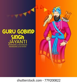 Vector illustration of a Banner for Happy Guru Gobind Singh Jayanti festival of Sikh celebration.