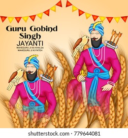 Vector illustration of a Banner for Happy Guru Gobind Singh Jayanti festival of Sikh celebration.